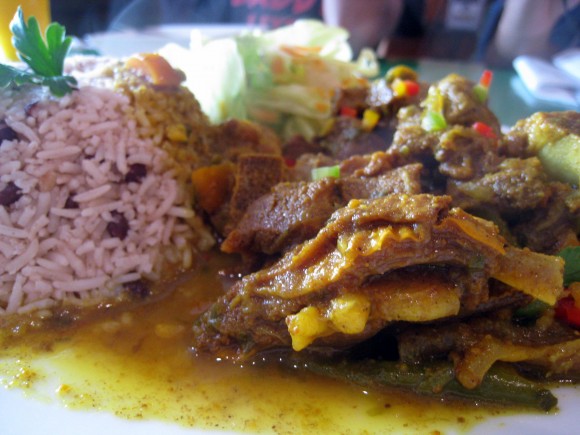 Curry goat with rice 1